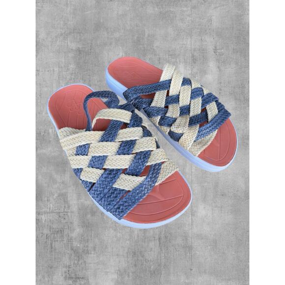 Malibu Inspired Zuma Sandals Mens 12 Blue Woven Huarache Slides Vegan Designer main image 4